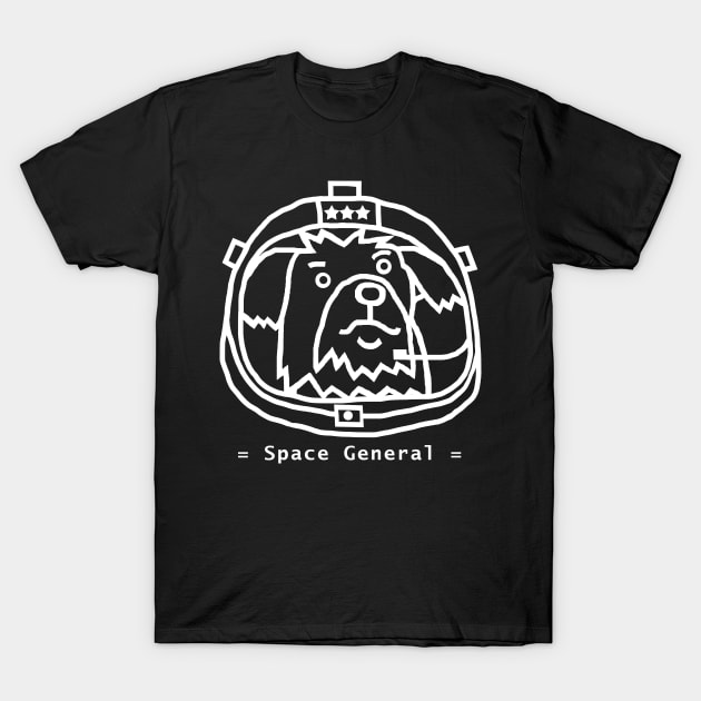 White Line Space General Fergus the Dog Portrait T-Shirt by ellenhenryart